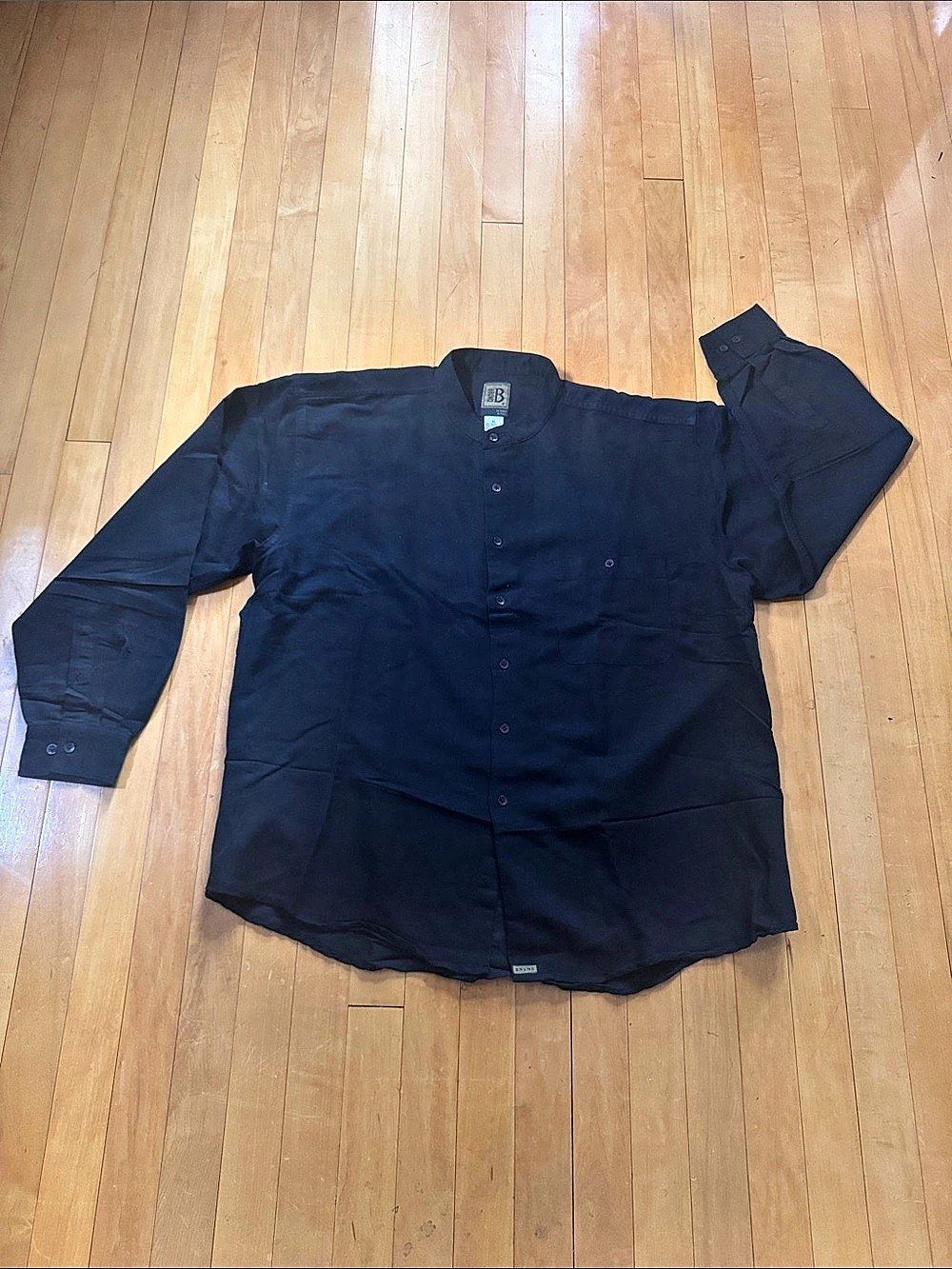 Bruno Men's Black mock neck Button Down Shirt men’s XL